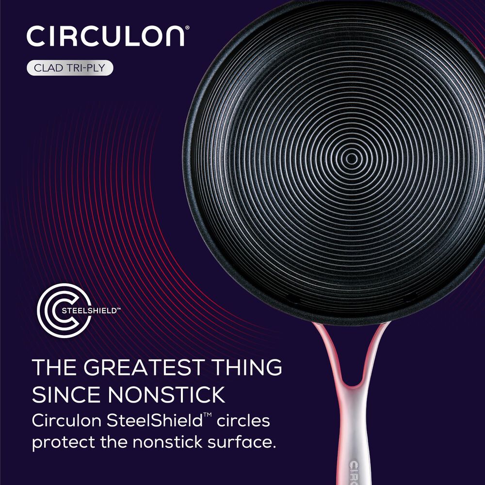 Circulon 10-Piece Tri-Ply Clad Nonstick Cookware Set with 2-Piece Bonus Utensil Set in Stainless Steel, , large