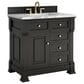 James Martin Vanities Brookfield 36" Single Bathroom Vanity in Black Onyx with 3 cm Carrara White Marble Top and Rectangular Sink, , large