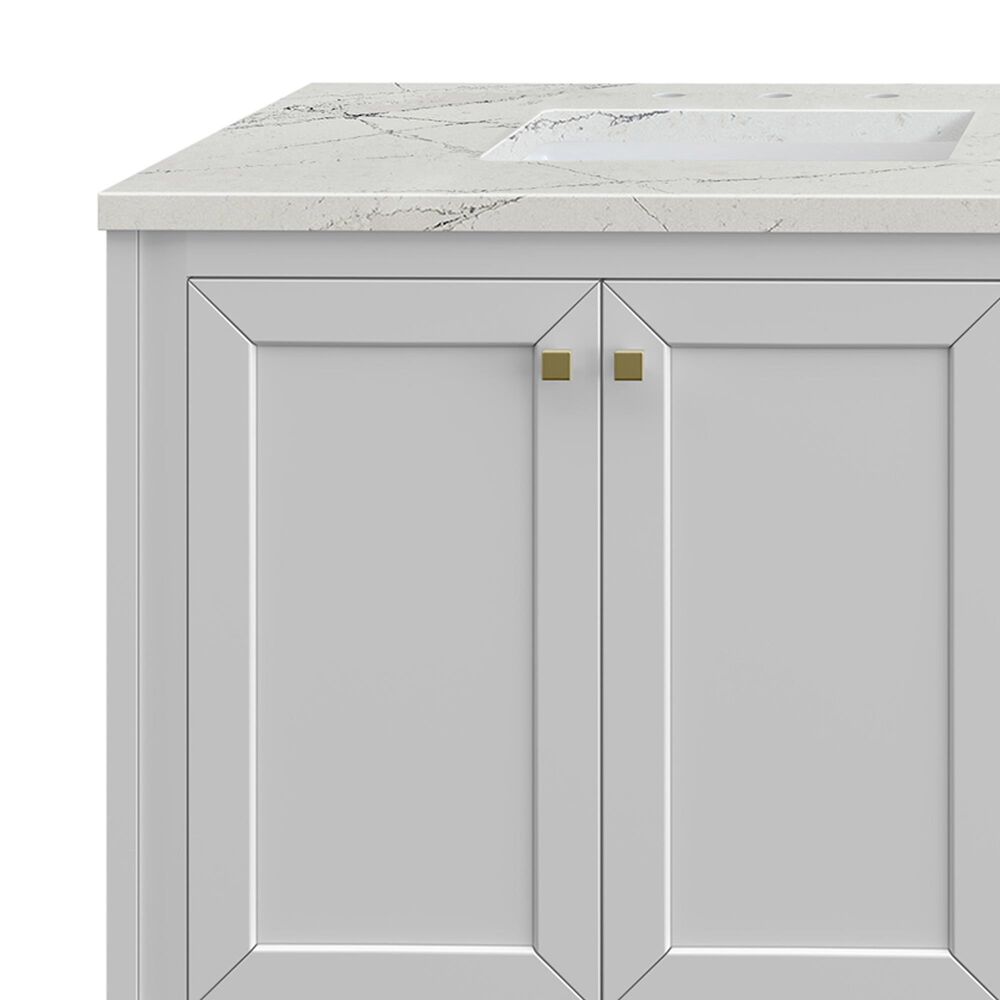 James Martin Vanities Chicago 72" Double Bathroom Vanity in Glossy White with 3 cm Ethereal Noctis Quartz Top, Rectangular Sinks and FreePower Wireless Charger, , large