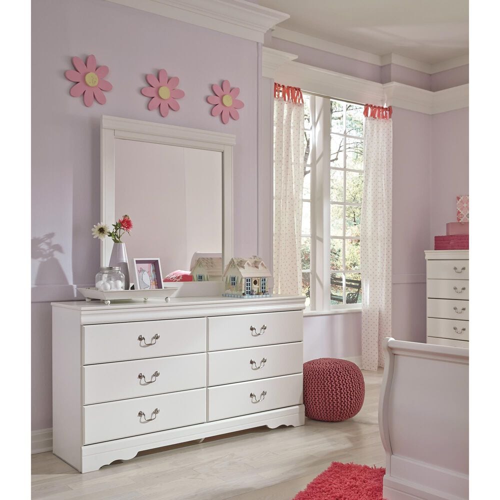 Ashley Anarasia 6-Drawer Dresser and Mirror in White, , large