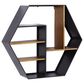 Maple and Jade 30" Hexagon Wall Shelf in Matte Black and Varnished Brown, , large