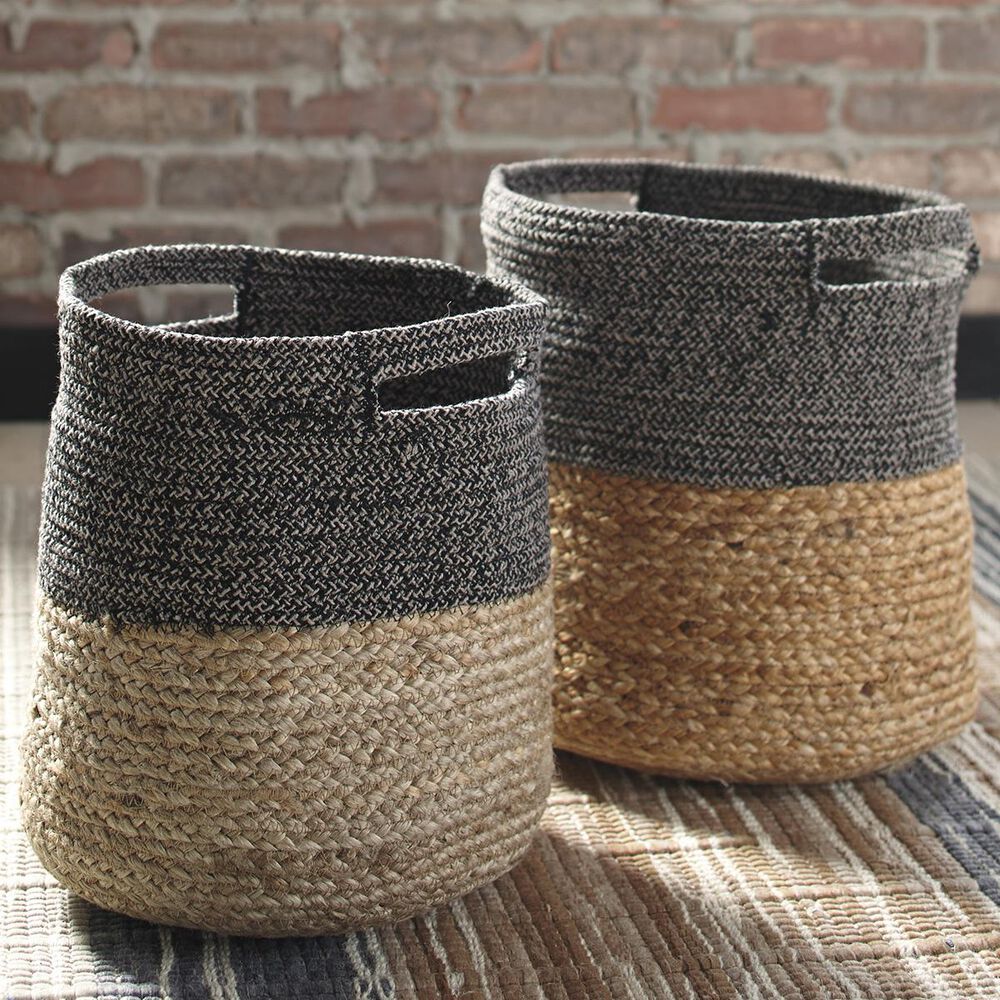Signature Design by Ashley Parrish 2-Piece Basket Set in Natural/Black, , large