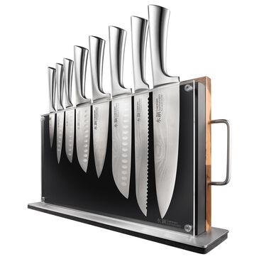 Power A Damashiro Bodo 10-Piece Knife Block Set with Chopping Board in Stainless Steel, , large