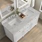 James Martin Vanities Lorelai 60" Double Bathroom Vanity in Bright White with 3 cm Ethereal Noctis Silestone Top, Rectangular Sinks and FreePower Wireless Charger, , large