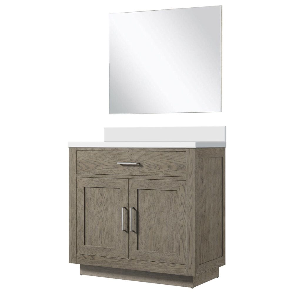 Lexora Home Abbey 36" Single Bathroom Vanity in Black Oak with 2 cm White Quartz Top, Rectangular Sink and 34" Mirror, , large