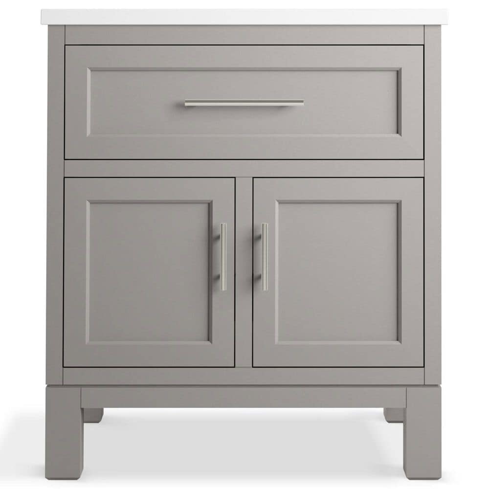 Kohler Quo 30&quot; Single Bathroom Vanity in White with 3 cm Pure White Quartz Top and Oval Sink, , large