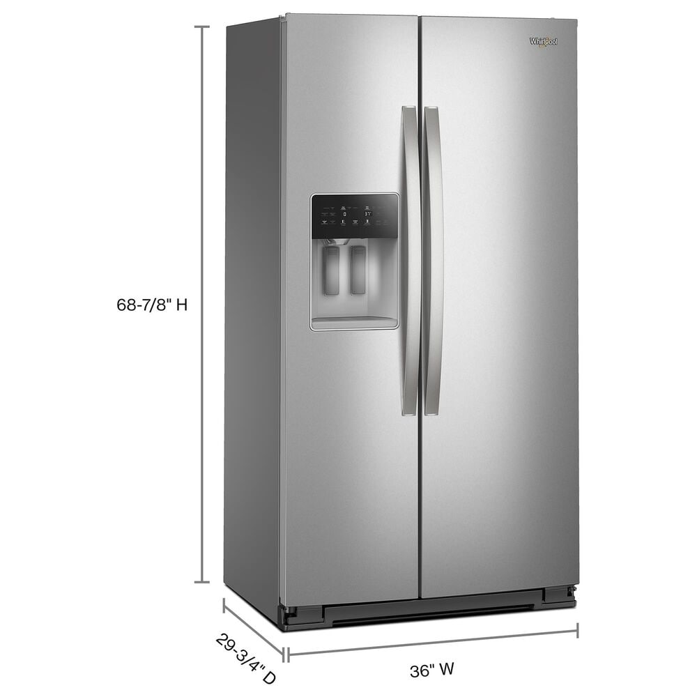 Whirlpool 20.85 Cu. Ft. Counter Depth Freestanding Side by Side Refrigerator in Fingerprint Resistant Stainless Steel, , large