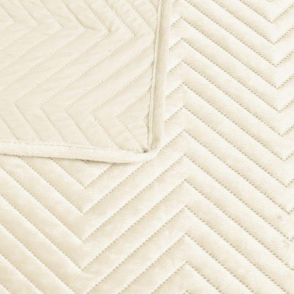Duke Imports Virah Bella Micromink 3-Piece Full/Queen Quilt Set in Alabaster Chevron, , large