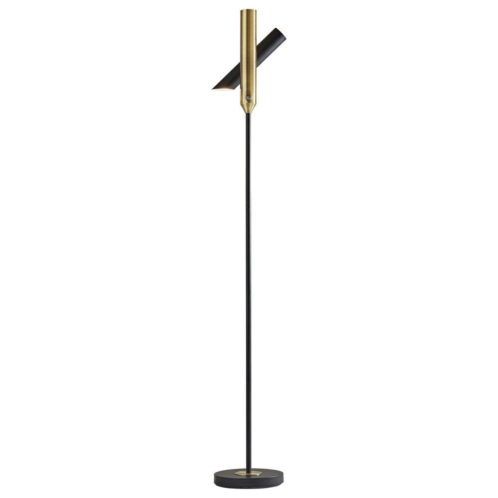 Adesso Vega LED Torchiere in Black and Antique Brass, , large