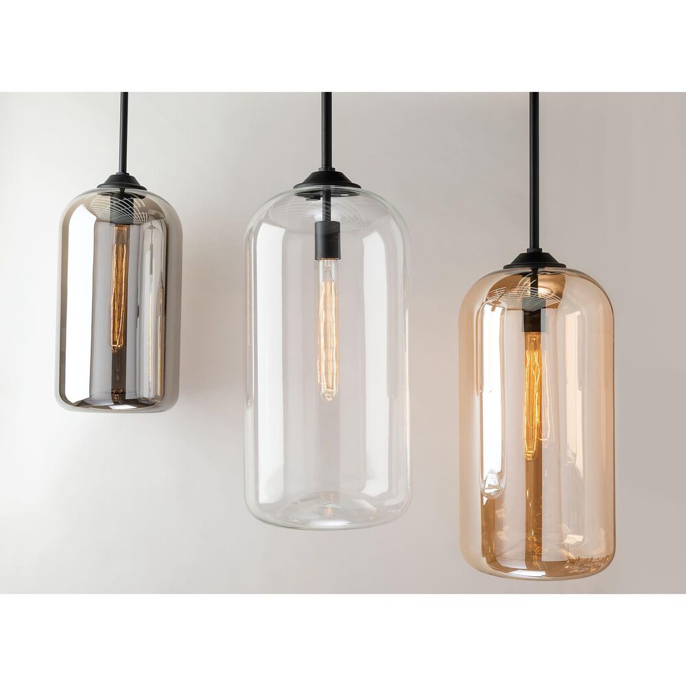 Troy Lighting District 8" 1-Light Pendant in Soft Black and Smoke, , large