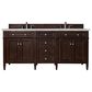 James Martin Vanities Brittany 72" Double Bathroom Vanity in Burnished Mahogany with 3 cm Victorian Silver Quartz Top and Rectangular Sinks, , large