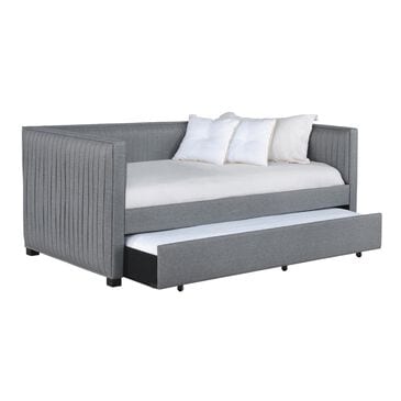 Pacific Landing Brodie Upholstered Twin Daybed With Trundle Grey, , large