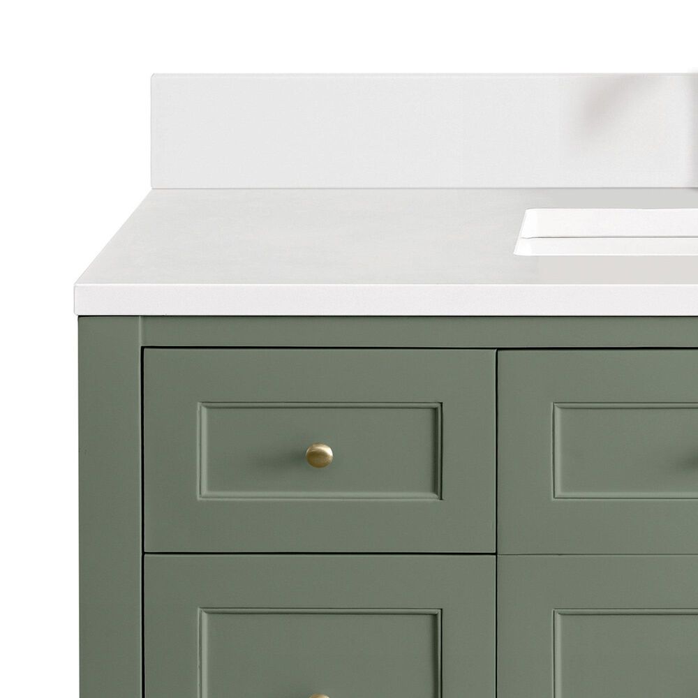 James Martin Vanities Breckenridge 48" Single Bathroom Vanity in Smokey Celadon with Single Hole 3 cm White Zeus Quartz Top and Rectangular Sink, , large