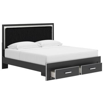 Ashley Zuraleus King Upholstered Storage Bed in Matte Black and Chrome, , large