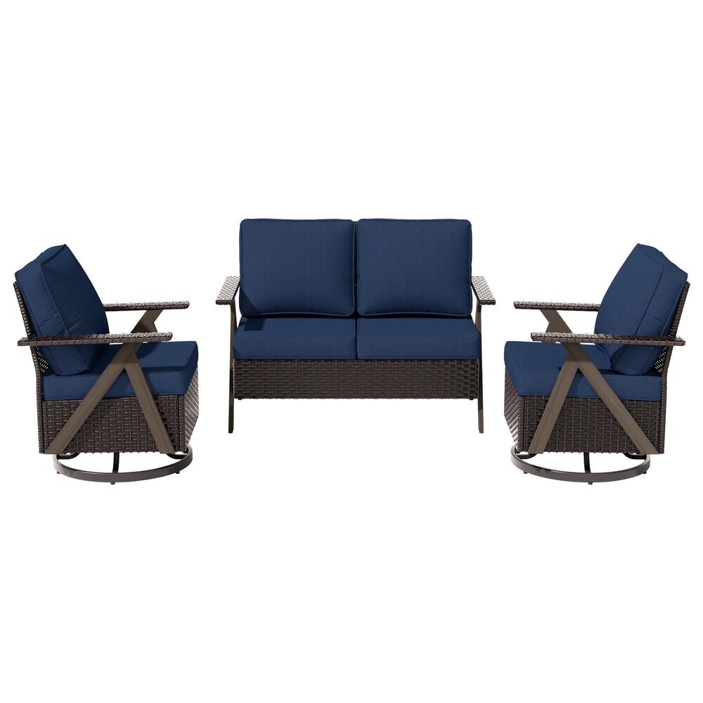 Sunwell Garden 3-Piece Patio Chat Set in Navy, , large