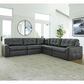 Ashley Brindley Pier 5-Piece Stationary Symmetrical Leather Sectional in Fog, , large