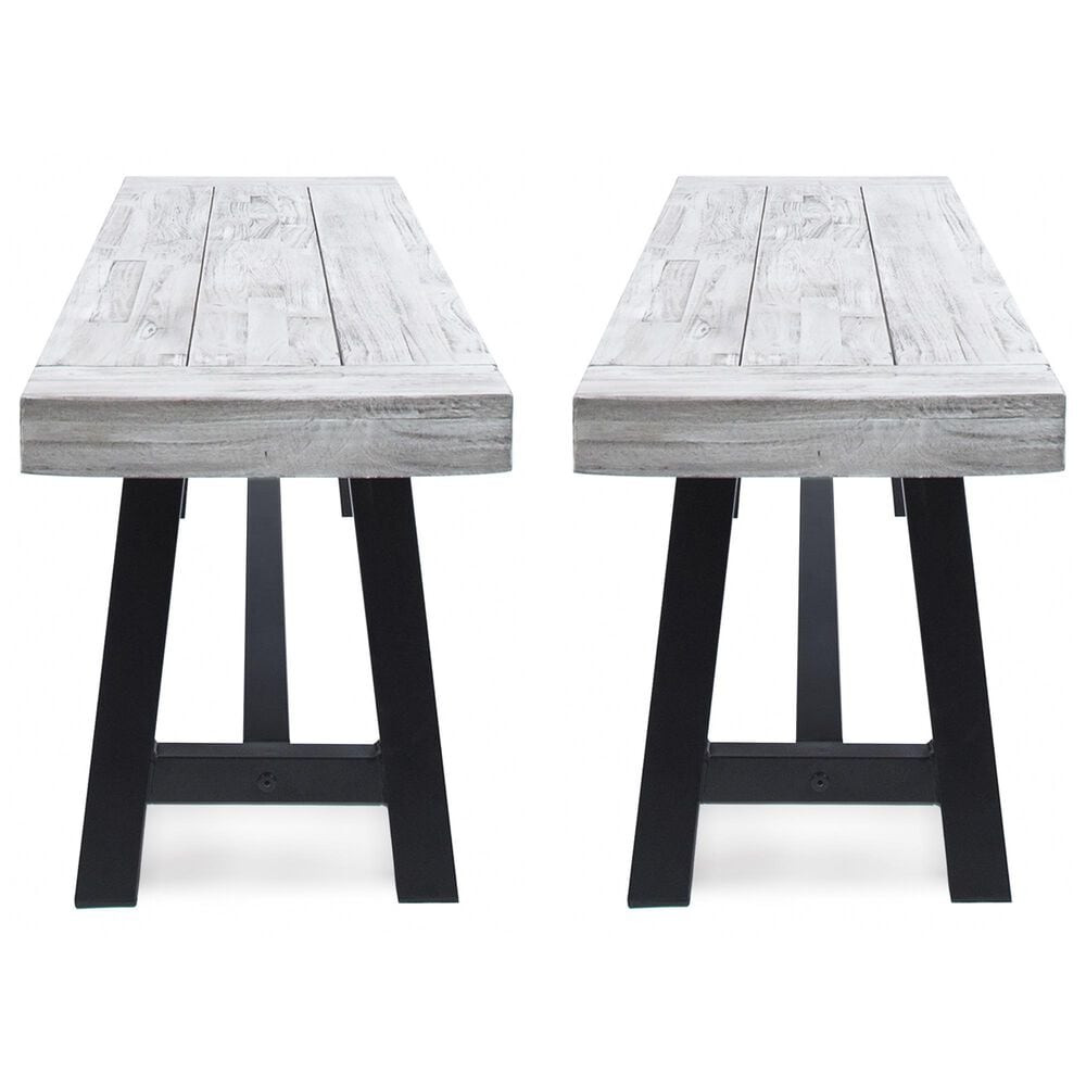 Hearth and Haven Carlisle Patio Bench in Light Grey and Black &#40;Set of 2&#41;, , large