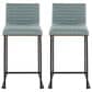Lumisource Mason Mara Counter Stool with Green Cushion in Black and Walnut (Set of 2), , large