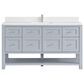 James Martin Vanities Breckenridge 60" Single Bathroom Vanity in Serenity Blue with Single Hole 3 cm White Zeus Quartz Top and Rectangular Sink, , large