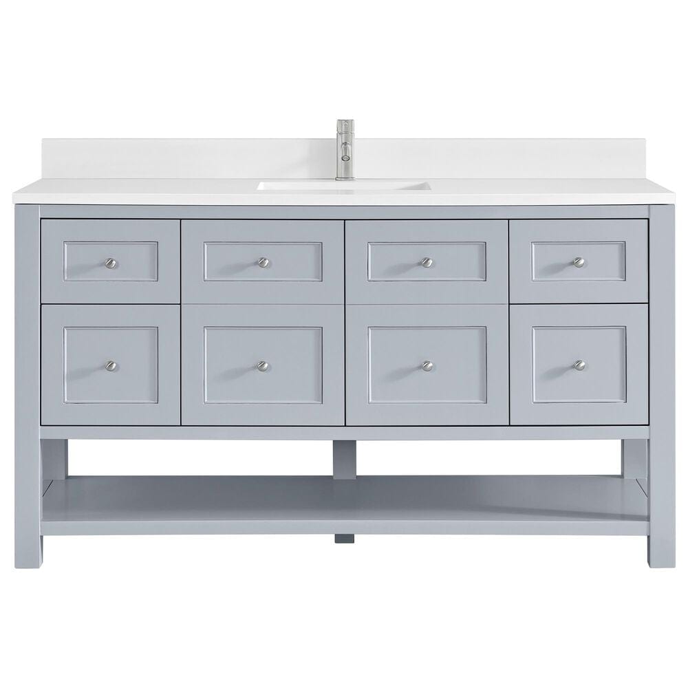 James Martin Vanities Breckenridge 60" Single Bathroom Vanity in Serenity Blue with Single Hole 3 cm White Zeus Quartz Top and Rectangular Sink, , large