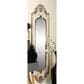 Maple and Jade 72" x 16" Wood Floral Slim Wall Mirror with Carved Scrollwork in Distressed White and Mocha Brown, , large
