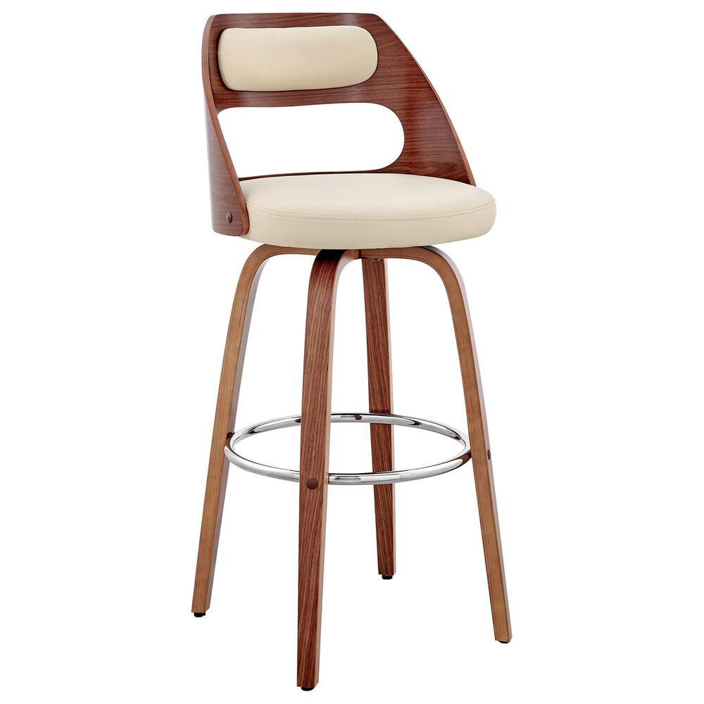 Armen Living Julius 30" Swivel Barstool in Cream and Walnut, , large
