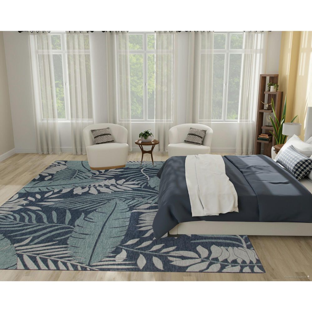 Nourison Garden Oasis GOA02 Navy 9&#39; x 12&#39; Indoor/Outdoor Area Rug, , large
