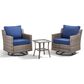 Hearth and Haven 3-Piece Outdoor Wicker Swivel Chair Set with 19" Side Table in Blue, , large