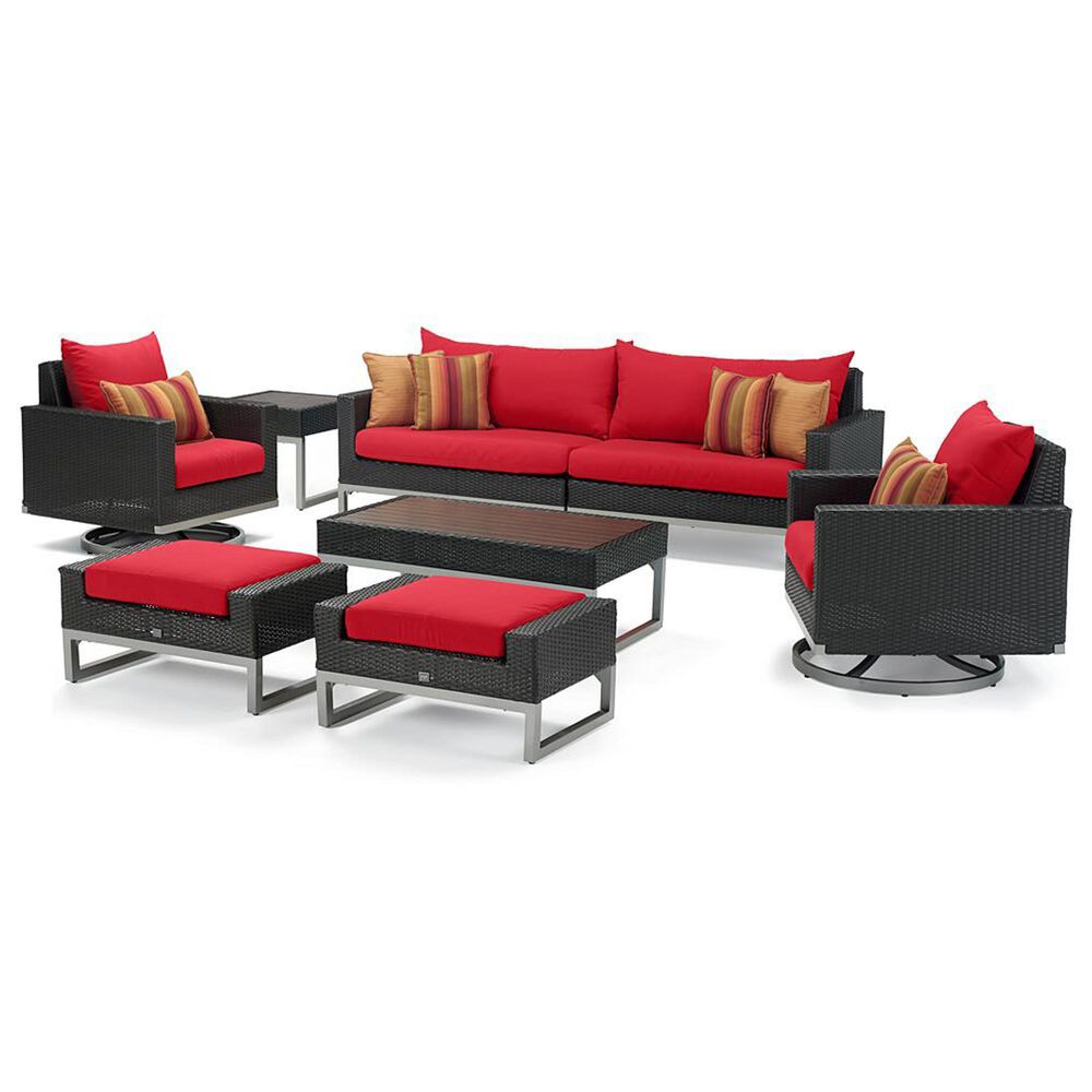 RST Brands Milo 8-Piece Sunbrella Patio Motion Seating Set in Sunset Red, , large