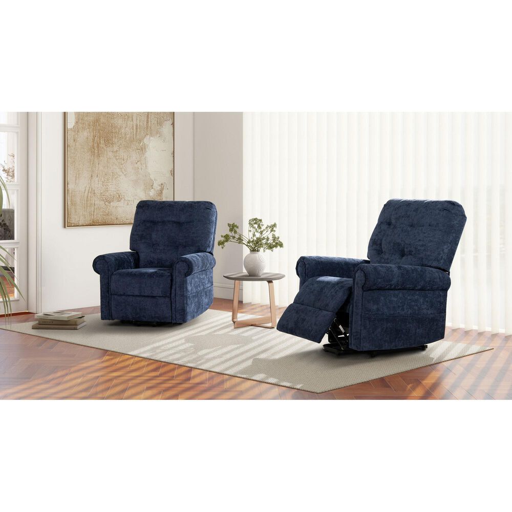 Jennifer Taylor Home Irwin Power Lift Assistance Recliner Chair in Dusk Navy Blue, , large