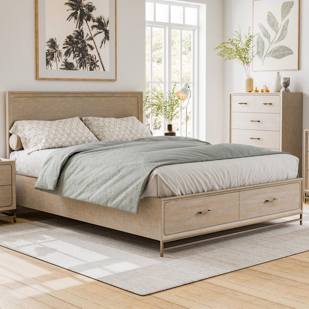 Furniture of America Sandnes King Platform Bed in Light Oak and Bronze, , large