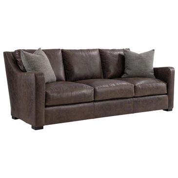 Bernhardt Ventura Stationary Leather Sofa in Brown, , large