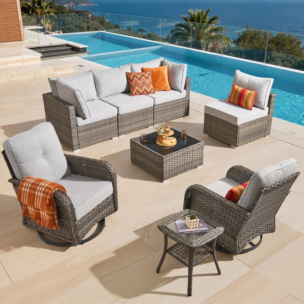 HOMLUX 8-Piece Patio Conversation Set in Gray, , large