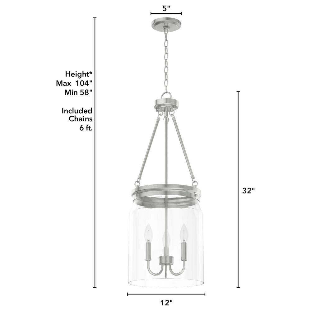 Hunter Devon Park 3-Light Pendant in Brushed Nickel, , large
