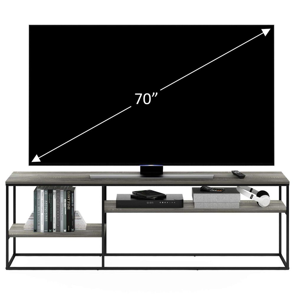 HOMLUX 70" TV Stand with 2 Open Storage Shelves in French Oak Grey, , large