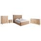Universal Furniture Modern Walker 4 Piece King Panel Bedroom Set in Natural Oak with AC Outlets and USB Ports, , large