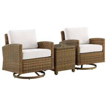 Crosley Furniture Bradenton 3-Piece Patio Swivel Rocker Chair Set in White, , large