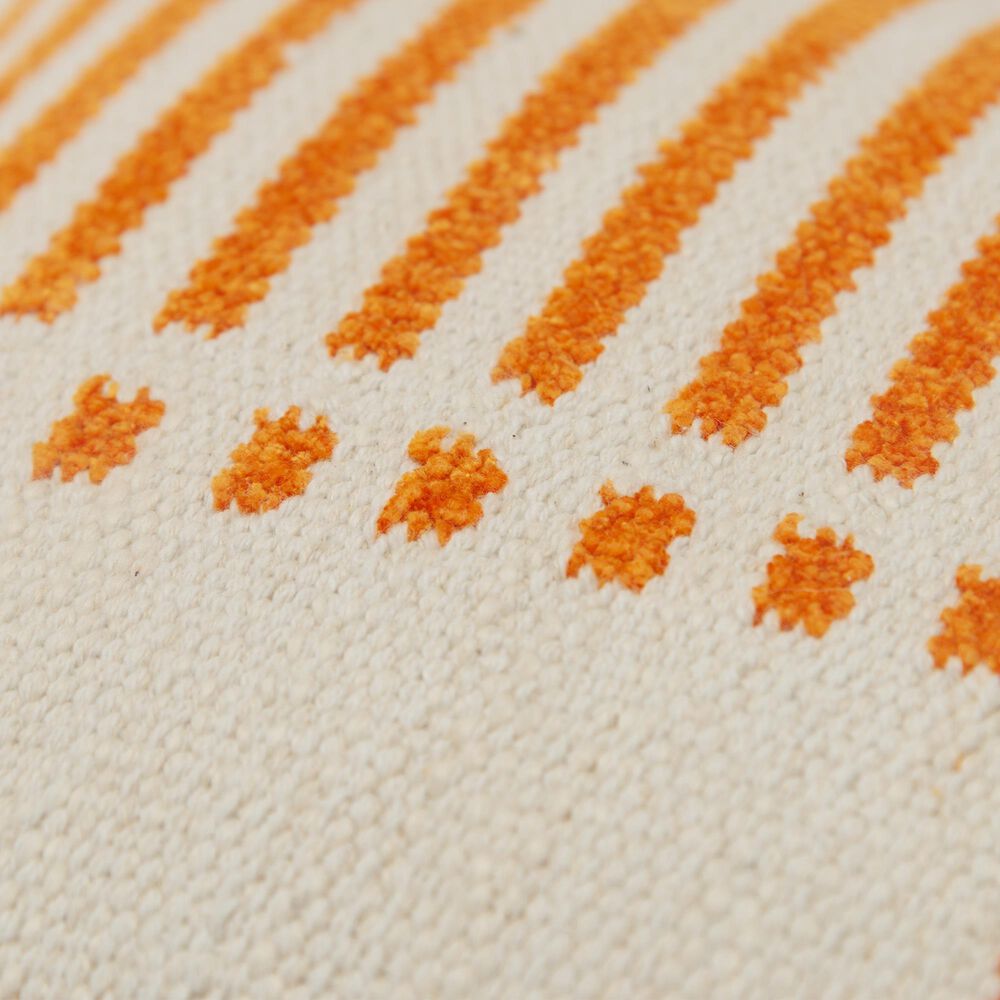 Rizzy Home 14&quot; x 20&quot; Striped Down Filled Lumbar Pillow in Natural and Orange, , large