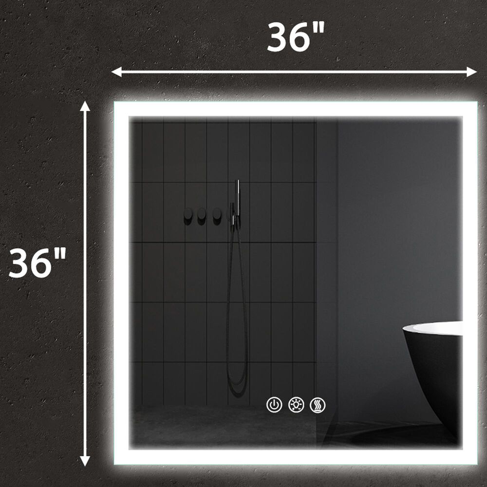 HOMLUX 36" x 36" LED Bathroom Vanity Mirror in Silver, , large