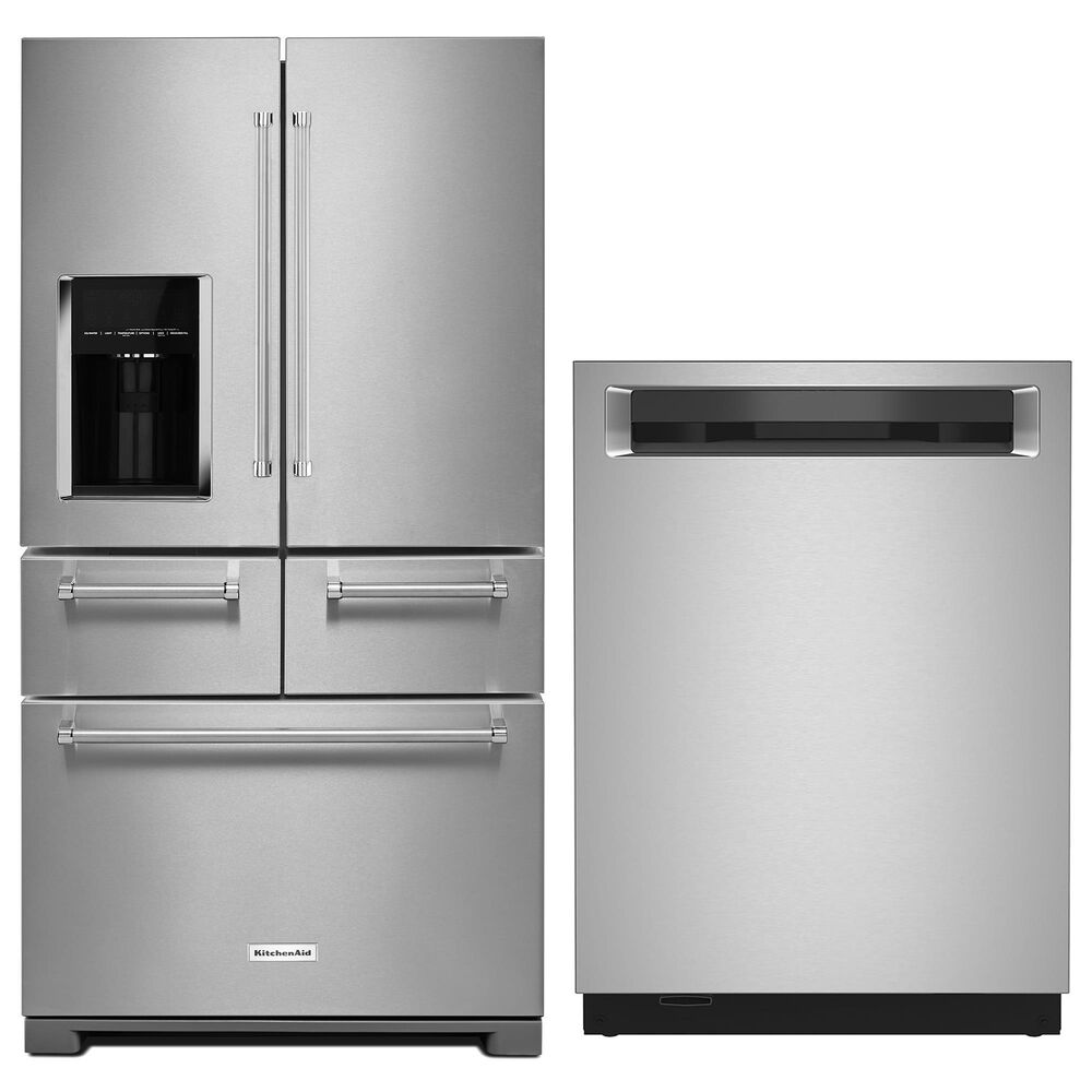 KitchenAid 2-Piece Kitchen Package with 25.8 Cu. Ft. Refrigerator and 24" Built In Pocket Handle Dishwasher in Stainless Steel, , large