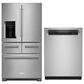 KitchenAid 2-Piece Kitchen Package with 25.8 Cu. Ft. Refrigerator and 24" Built In Pocket Handle Dishwasher in Stainless Steel, , large