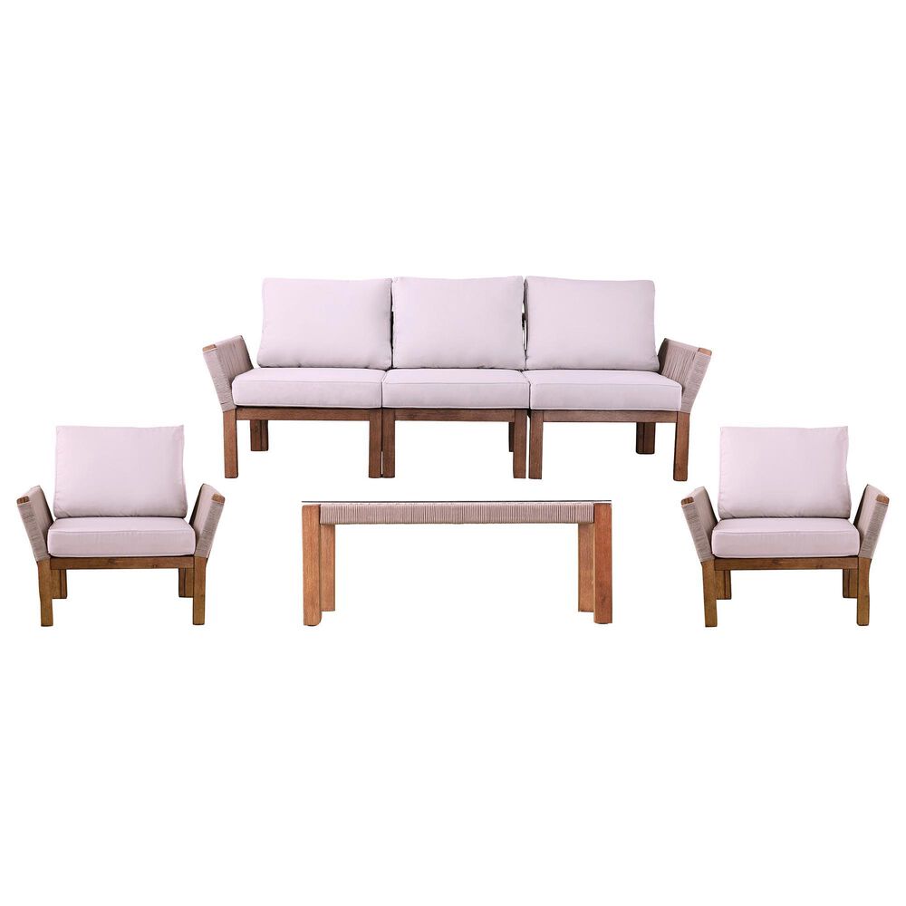 Southern Enterprises Brendina 4-Piece Conversation Set in Oiled Acacia and Natural, , large