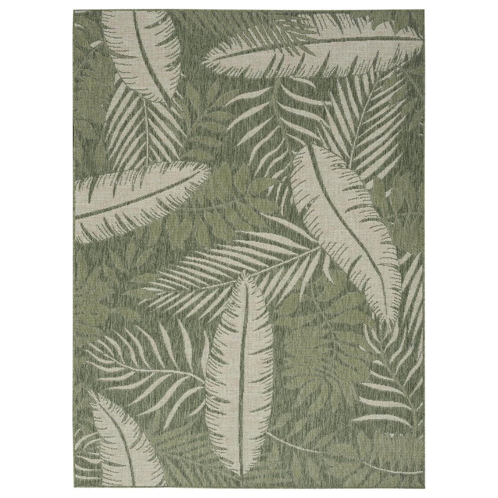 Nourison Garden Oasis GOA02 Green and Ivory 5&#39; x 7&#39; Indoor/Outdoor Area Rug, , large