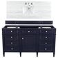James Martin Vanities Brittany 60" Single Bathroom Vanity in Victory Blue with 3 cm Arctic Fall Solid Surface Top and Rectangle Sink, , large