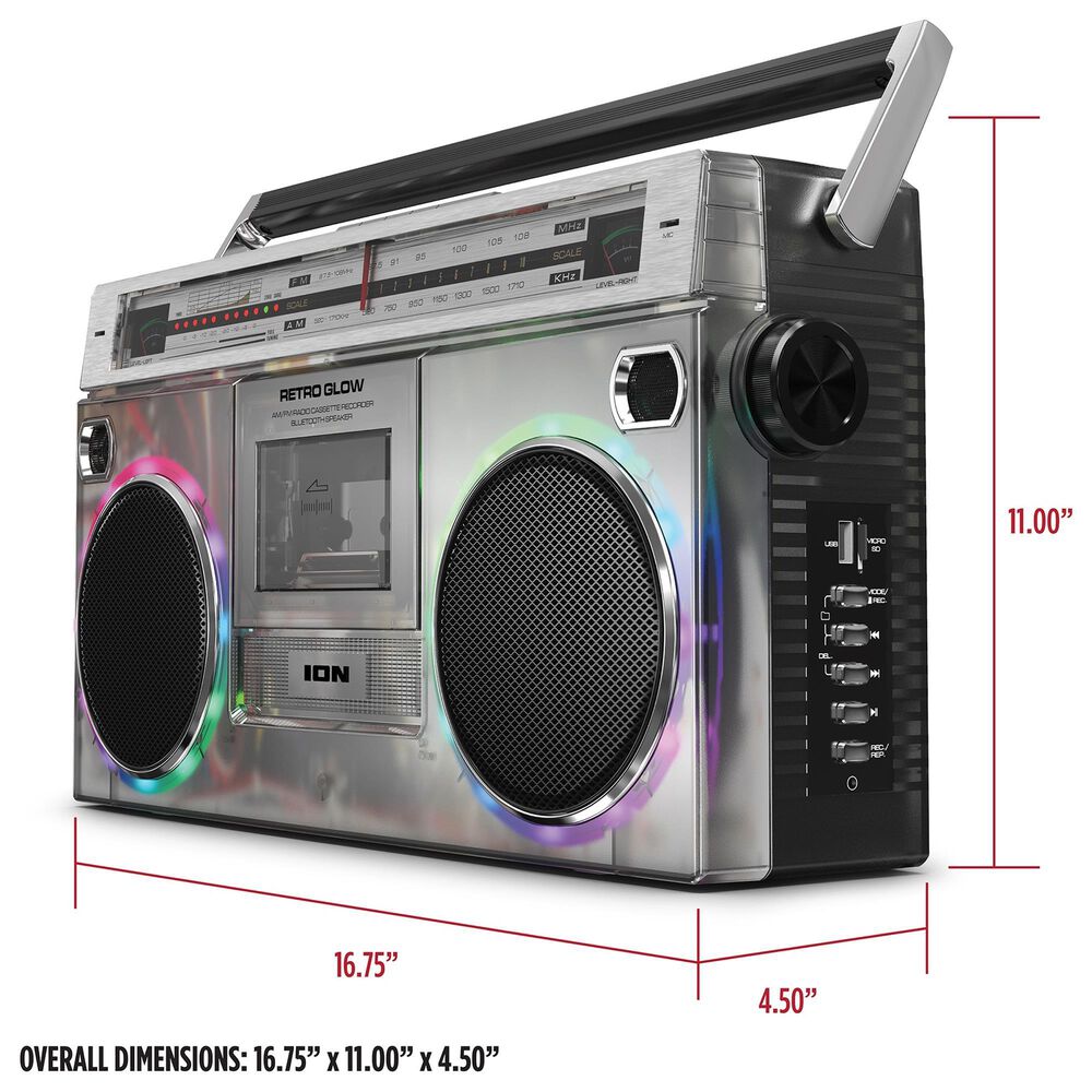 Ion Retro Glow Bluetooth Speaker in Silver, , large