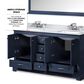Lexora Home Dukes 60" Double Bathroom Vanity in Navy Blue with 2 cm White Carrara Marble Top and Rectangular Sinks, , large