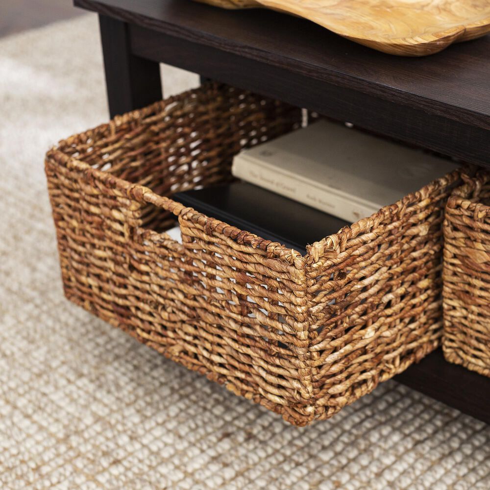 Walker Edison Mission Storage Coffee Table with Baskets in Espresso, , large