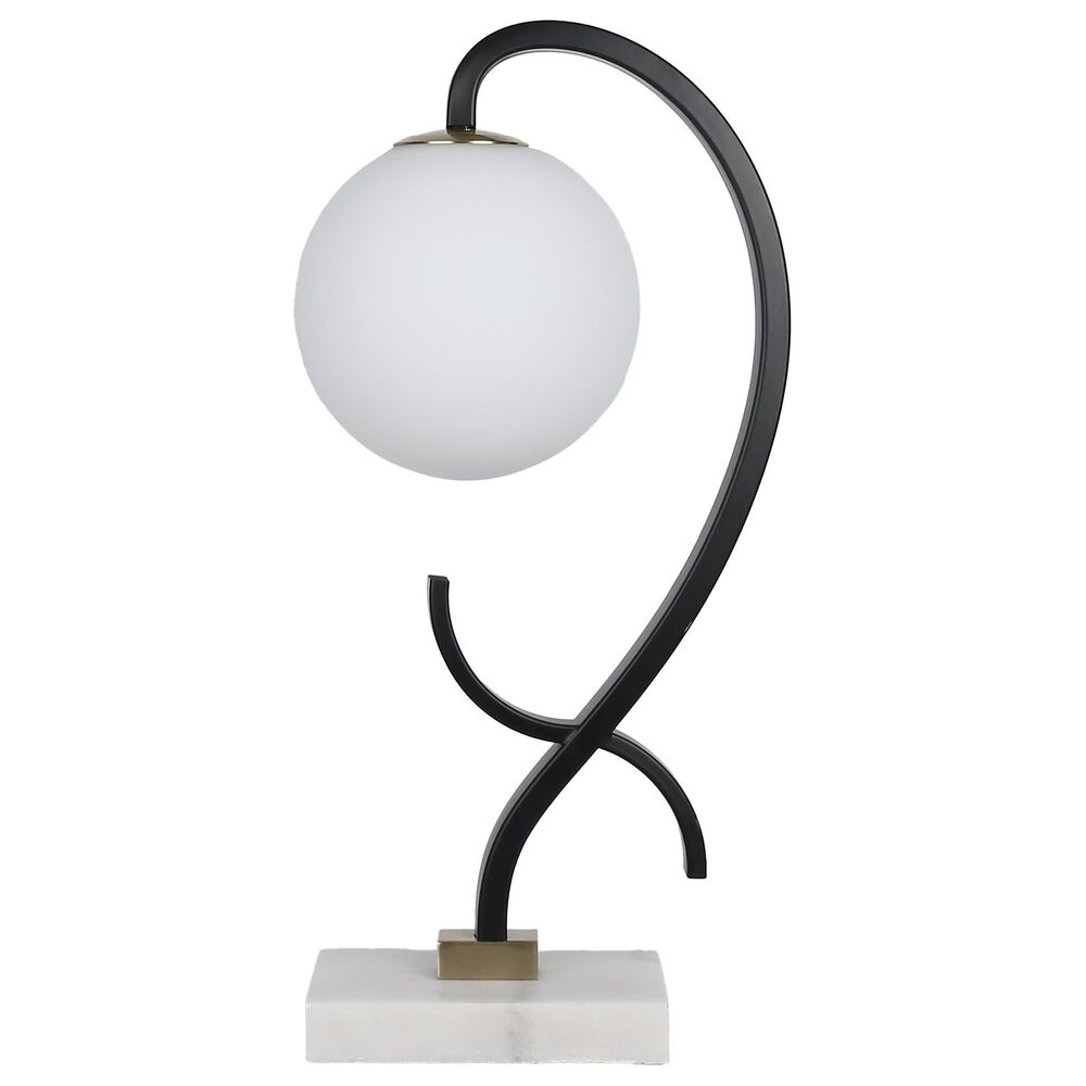 Classy Art Wholesalers Lunar Loop Metal and Marble Table Lamp in Matte Black and White, , large