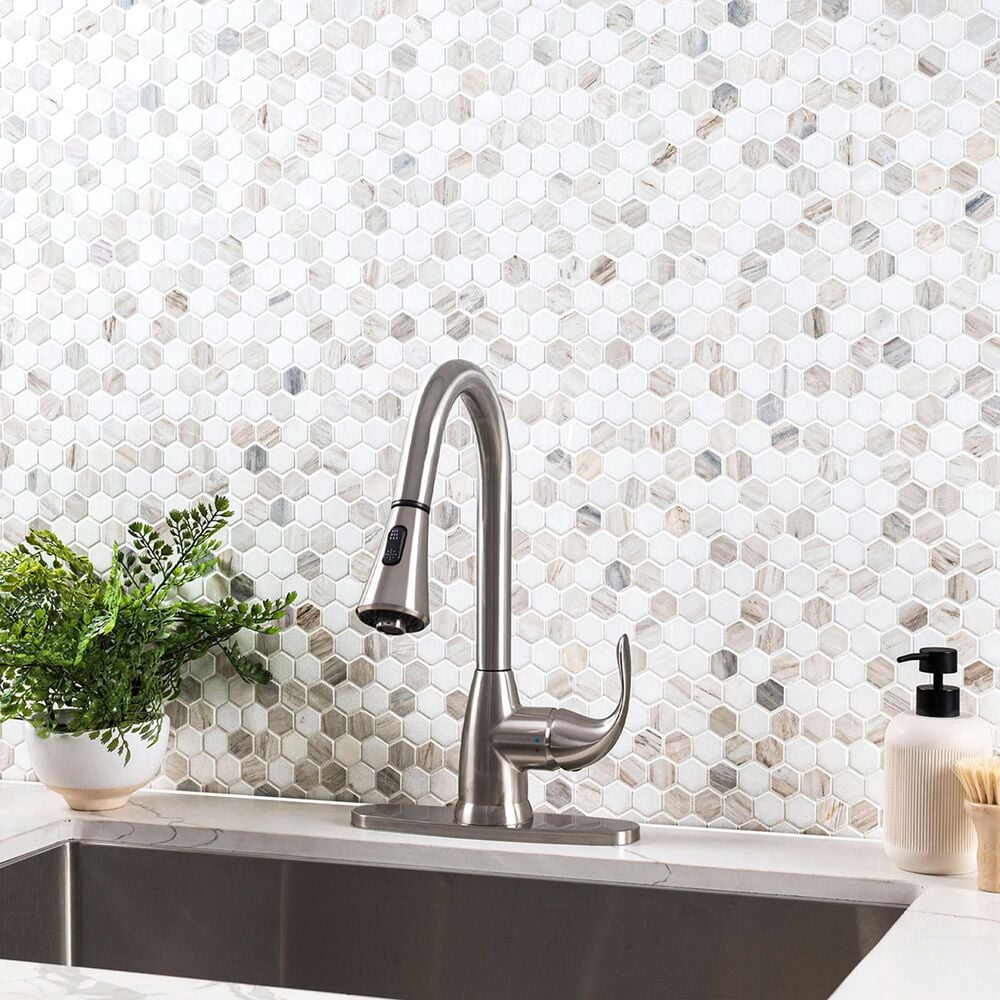MS International Angora Tibi 1&quot; Hexagon on 12&quot; x 12&quot; Marble Mosaic Sheet, , large