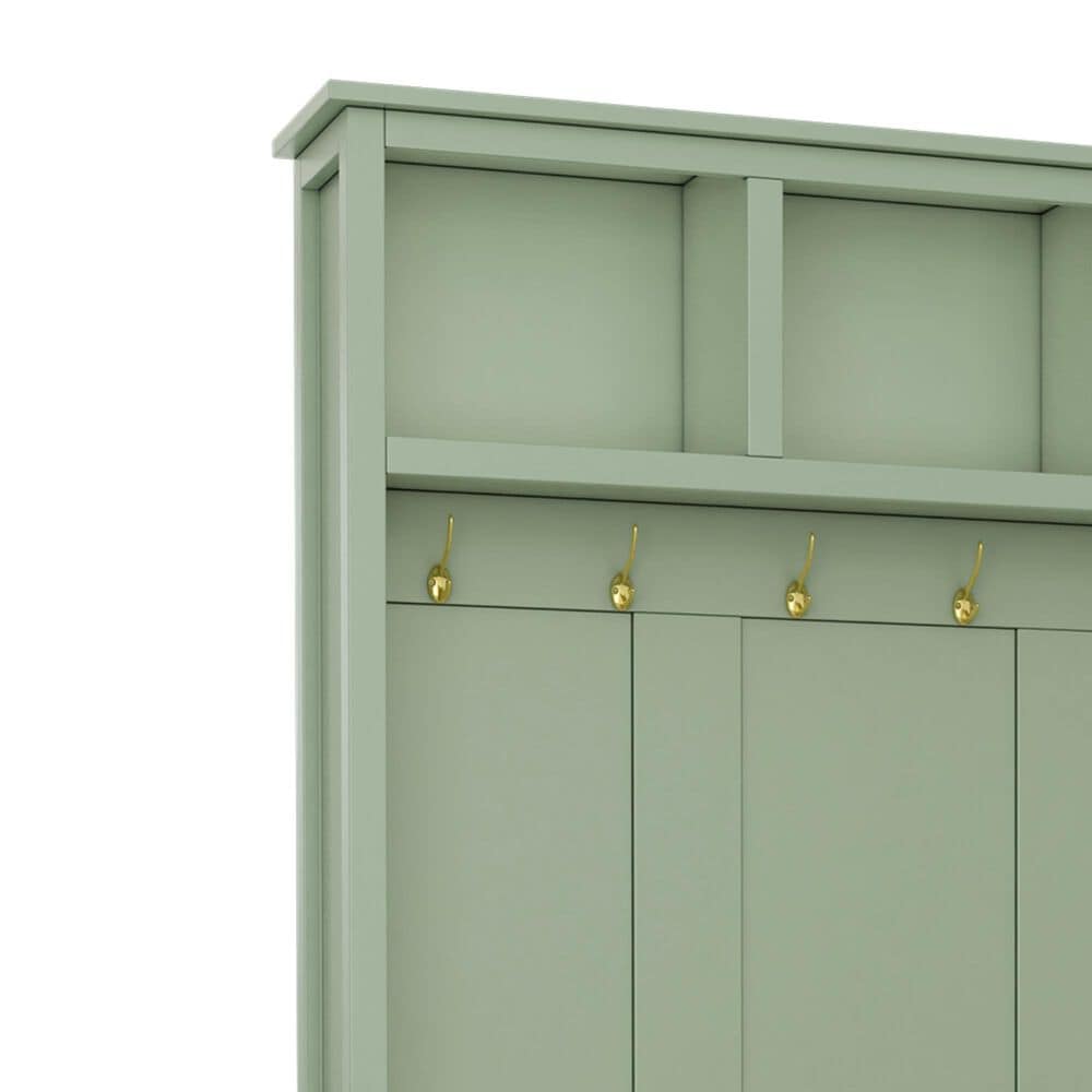 HOMLUX 6-Hook Hall Tree with 2-Drawer in Green, , large